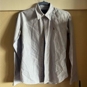 Polo Ralph Lauren classic blue slim fit blouse. Size 4 slim fit